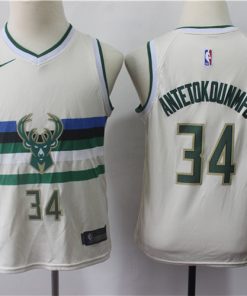 Bucks 34 Giannis Antetokounmpo Cream Youth 2018-19 City Edition Nike Swingman Jersey