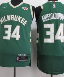 Bucks 34 Giannis Antetokounmpo Green Youth Nike Jersey