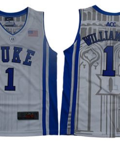 Duke Blue Devils 1 Zion Williamson White Youth Nike Elite College Basketball Jersey