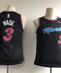 Heat 3 Dwyane Wade Black Youth 2018-19 City Edition Nike Swingman Jersey