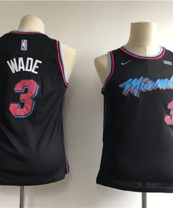 Heat 3 Dwyane Wade Black Youth City Edition Nike Swingman Jersey