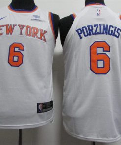 Knicks 6 Kristaps Porzingis White Nike Youth Jersey