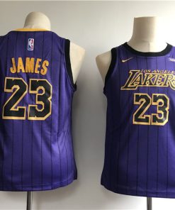 Lakers 23 Lebron James Purple Youth 2018-19 City Edition Nike Swingman Jersey
