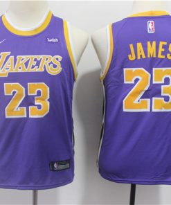 Lakers 23 Lebron James Purple Youth 2018-19 Nike Swingman Jersey