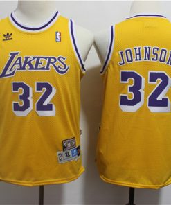 Lakers 32 Magic Johnson Gold Youth Hardwood Classics Jersey