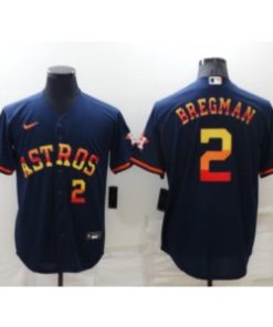 MLB Astros 2 Alex Bregman Rainbow Nike New Cool Base Men Jersey