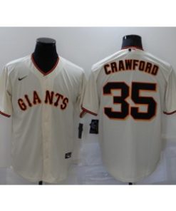 MLB Giants 35 Brandon Crawford Cream Cool Base Men Jersey