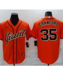 MLB Giants 35 Brandon Crawford Orange Nike Cool Base Men Jersey