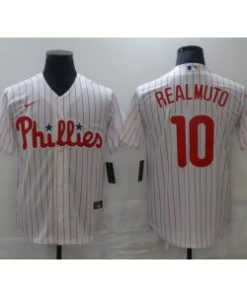 MLB Phillies 10 J.T. Realmuto White Nike Cool Base Men Jersey