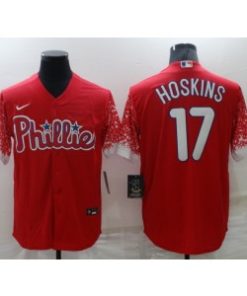 MLB Phillies 17 Rhys Hoskins Red Drift Nike Cool Base Men Jersey