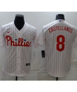 MLB Phillies 8 Nick Castellanos White Cool Base Men Jersey