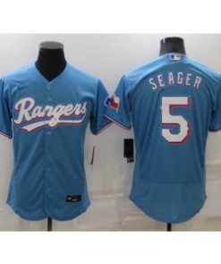 MLB Rangers 5 Seager Blue Nike Flexbase Men Jersey
