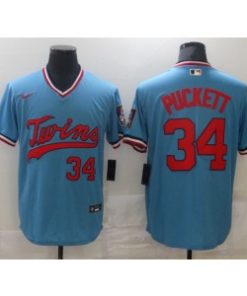 MLB Twins 34 Kirby Puckett Blue NikeTurn Back The Clock Men Jersey