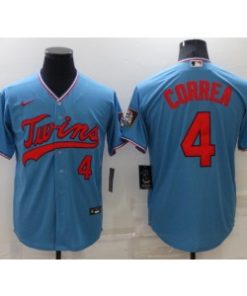 MLB Twins 4 CARLOS CORREA Blue Nike Cool Base Men Jersey