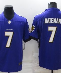 Men's Baltimore Ravens #7 Rashod Bateman Purple Vapor Untouchable Limited Stitched Jersey