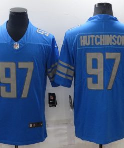 Men's Detroit Lions #97 Aidan Hutchinson Blue Vapor Untouchable Limited Stitched Jersey