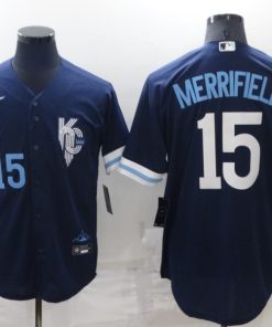 Men's Kansas City Royals #15 Whit Merrifield 2022 Navy City Connect Flex Base Stitched MLB Jersey