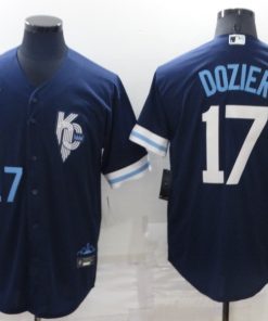 Men's Kansas City Royals #17 Hunter Dozier 2022 Navy City Connect Flex Base Stitched MLB Jersey