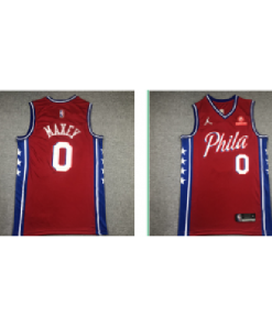 NBA 76ers 0 Tyrese Maxey Red Nike 75th Anniversary Men Jersey