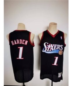 NBA 76ers 1 James Harden Mitchell & Ness Black Classics Basketball Men Jersey