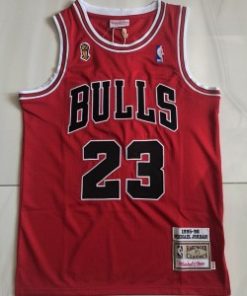 NBA Bulls 23 Michael Jordan Red 1995-96 Champions Men Jersey
