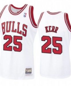 NBA Bulls 25 Steve Kerr White Throwback Men Jersey