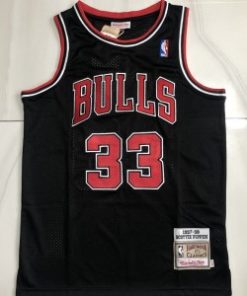 NBA Bulls 33 Scottie Pippen Black Throwback Men Jersey