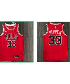 NBA Bulls 33 Scottie Pippen Red Men Jersey