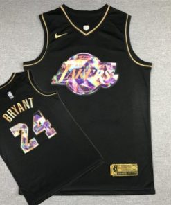 NBA Lakers 24 Kobe Bryant Black Gold Diamond Men Jersey