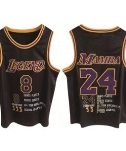 NBA Lakers Front 8 Back 24 Kobe Bryant Black Print Basketball Men Jersey