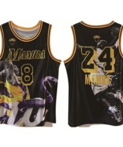 NBA Los Angeles Lakers Front 8 Back 24 Kobe Bryant Black Print Basketball Men Jersey