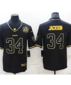 Nike Raiders 34 Jackson Black Gold 60th Anniversary Vapor Limited Men Jersey