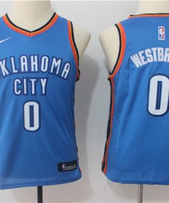 Thunder 0 Russell Westbrook Blue Nike Youth Swingman Jersey