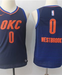 Thunder 0 Russell Westbrook Navy Youth Nike Swingman Jersey