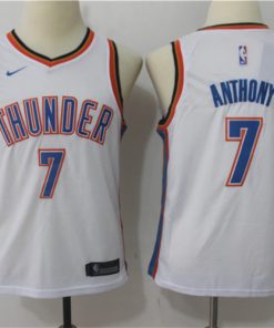 Thunder 7 Carmelo Anthony White Nike Youth Swingman Jersey