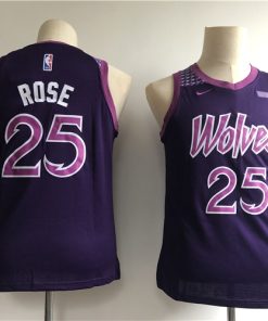 Timberwolves 25 Derrick Rose Purple Youth 2018-19 City Edition Nike Swingman Jersey