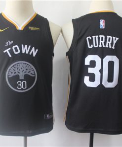 Warriors 30 Stephen Curry Black Youth Statement Edition Nike Swingman Jersey