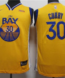 Warriors 30 Stephen Curry Yellow Youth 2020 New Nike Swingman Jersey