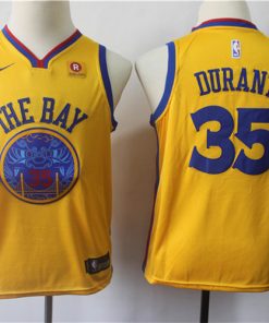 Warriors 35 Kevin Durant Gold City Edition Youth Nike Swingman Jersey