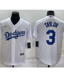 MLB Dodgers 3 Chris Taylor White Nike Cool Base Men Jersey