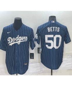 MLB Dodgers 50 Mookie Betts Blue Nike Cool Base Men Jersey