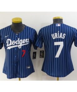 MLB Dodgers 7 Julio Urias Blue Nike Cool Base Women Jersey