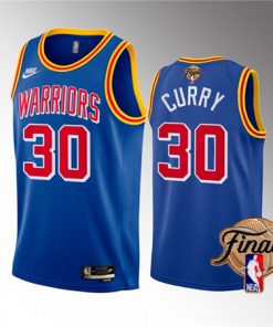 Men's Golden State Warriors #30 Stephen Curry 2022 Royal NBA Finals Stitched Jersey
