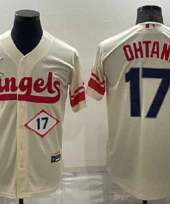 Men's Los Angeles Angels #17 Shohei Ohtani 2022 Cream City Connect Flex Base Stitched Jersey