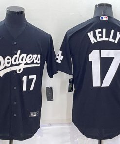 Men's Los Angeles Dodgers #17 Joe Kelly Black Cool Base Stitched Baseball Jersey