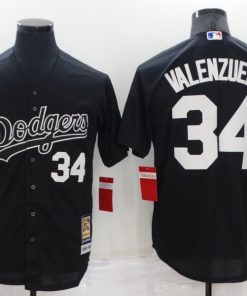Men's Los Angeles Dodgers #34 Toro Valenzuela Black Cool Base Stitched Baseball Jersey