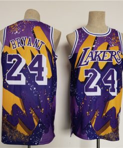 Men's Los Angeles Lakers #24 Kobe Bryant Print Purple Hip hop Jersey