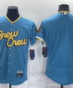 Men's Milwaukee Brewers Active Player Blank Powder Blue 2022 City Connect Flex Base Stitched Jersey