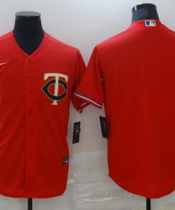 Men's Minnesota Twins Custom Red Cool Base Stitched Jersey