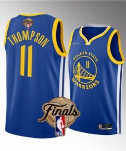 NBA Warriors 11 Klay Thompson Royal 2022 Finals Nike Men Jersey